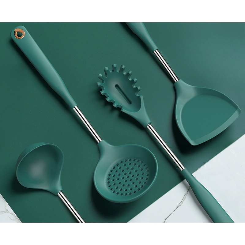 silicone spatula kitchen five piece set food grade 304 stainless steel spoon high temperature silicone shovel details 8