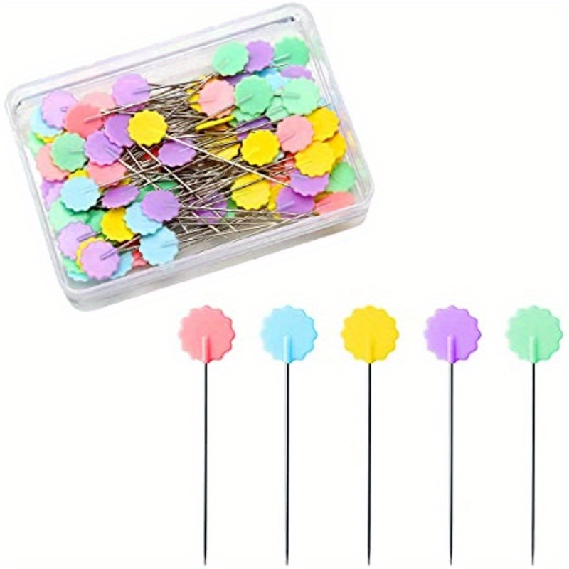 

100pcs Floral Sewing Needle Set - Premium Pins With Flower Tips For Crafting & Dressmaking, Bright Colored, Of Crafting Options