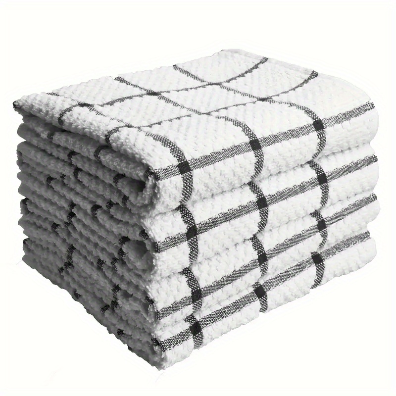 Image of 4/8pcs Ultra--dry Kitchen Towels - Vintage Checkered, Pure, Fade-resistant Dishcloths, For Home Cleaning, For Washing And Drying