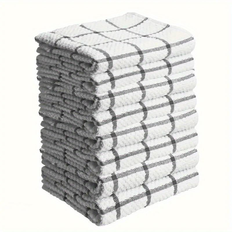 Image of 4/8pcs Ultra--dry Kitchen Towels - Vintage Checkered, Pure, Fade-resistant Dishcloths, For Home Cleaning, For Washing And Drying