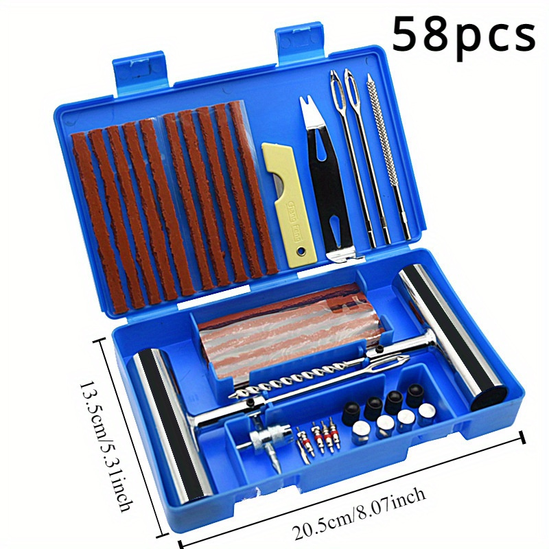 

33/58pcs Auto Tire Repair Set Puncture Repair Tools Car Van Motorcycle Bike Emergency Heavy Duty Tubeless Tire Repair Rivet Set