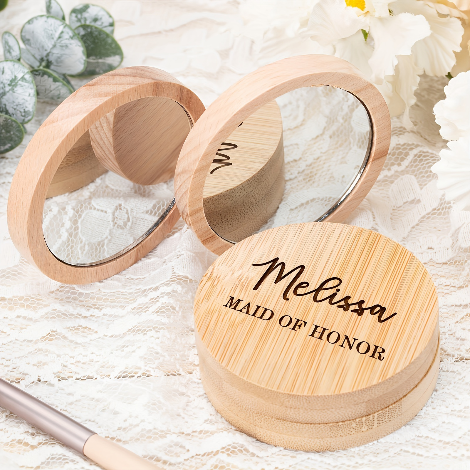 espejo compacto madera personalizado dama espejo Temu Ecuador