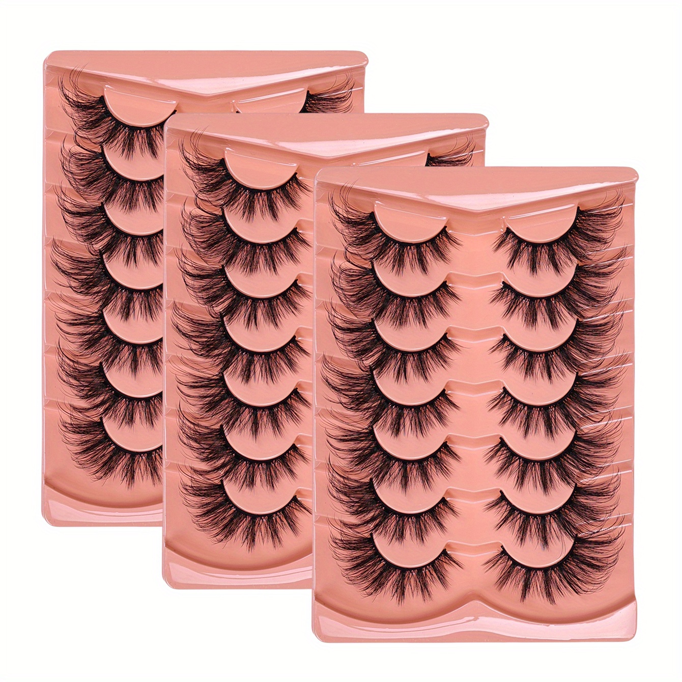 TEMU 21 Pairs 3-pack Cat Eye False Eyelashes 5d Wispy Eyelash Mascara Soft Natural-looking Eyelash Extension Makeup