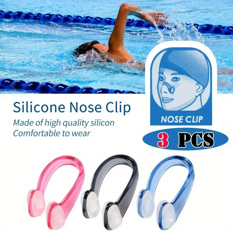 

3pcs Silicone Nose Clips For Swimming, Waterproof Training Nose Plugs, Comfortable & Easy-to-use Pool Accessories