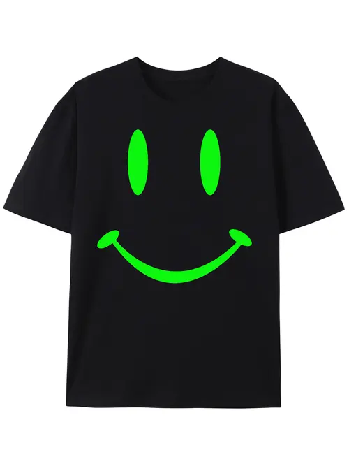 Non-Glow - Smiley Face Party Neon Happy Face Adult Tshirt Non-Glow - Smiley Face Party Neon Happy Face Adult Tshirt