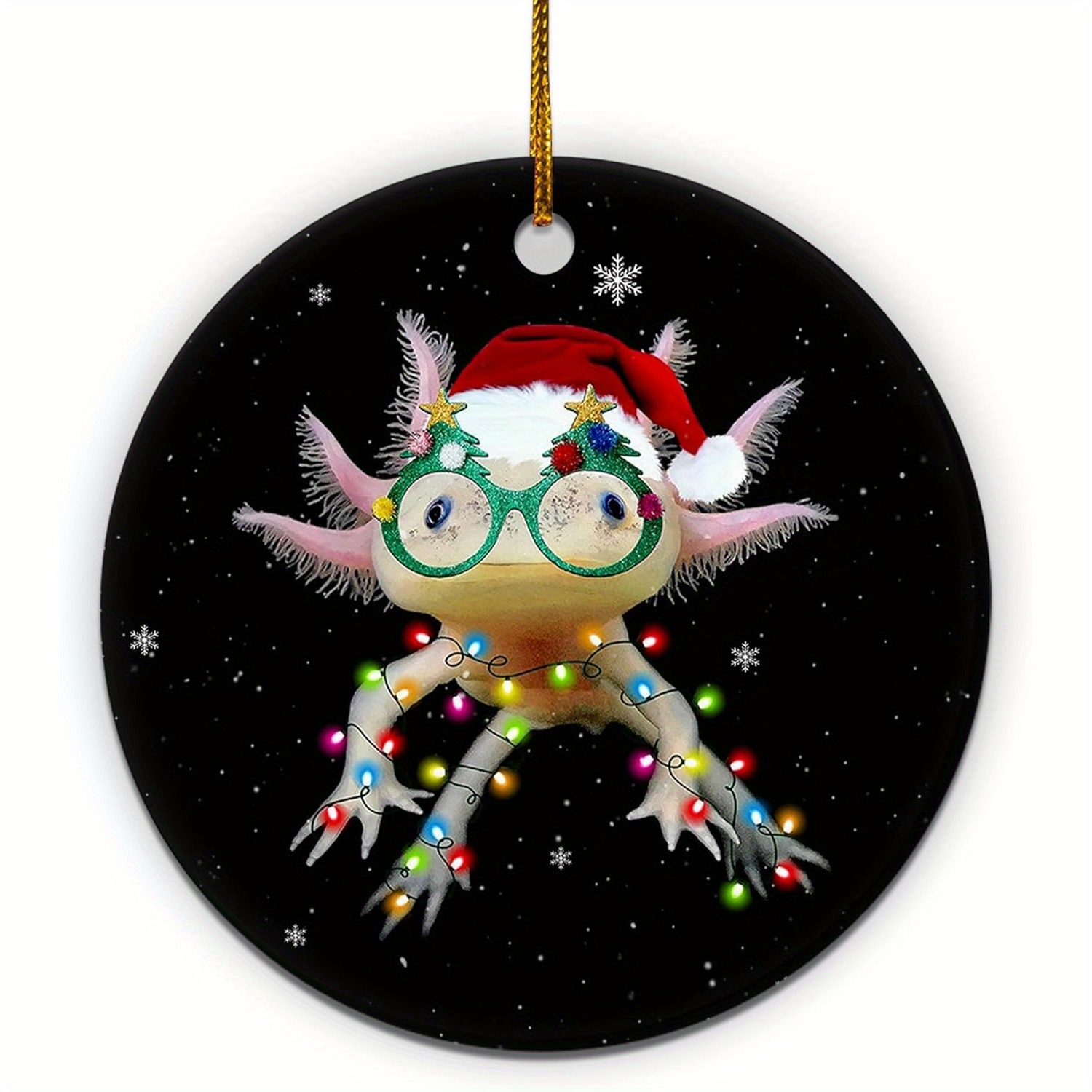 

Christmas Ornament Gifts For Axolotl Lover - Axolotl With Hat Santa Christmas Ceramic Ornament - Cute Sea For Women, Girls On Birthday - Tree Hanging Decoration