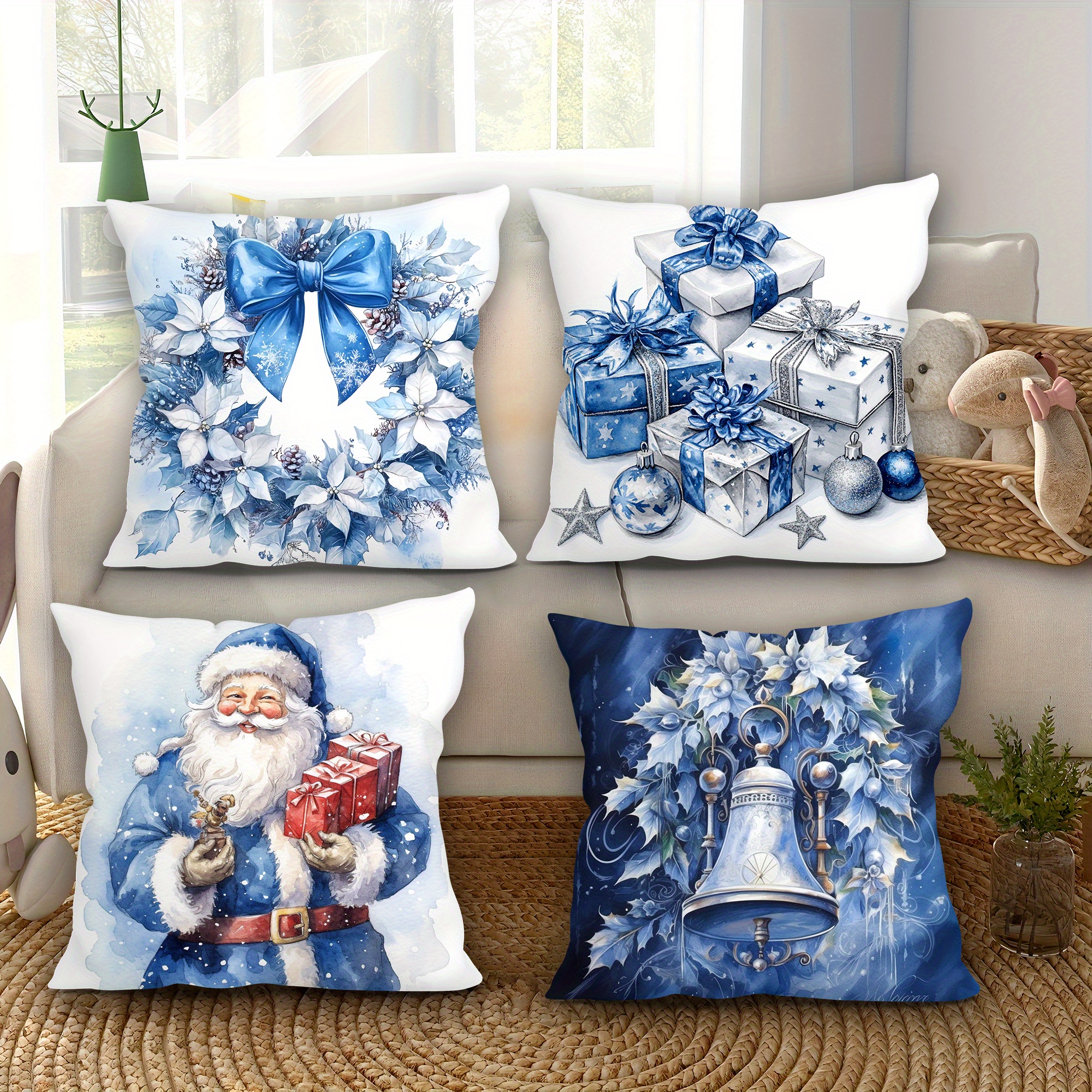 

4pcs, And Christmas Pattern Pillowcase, To , 17.7inx17.7in, - , Decoration, Decoration, Decoration, Car Decoration