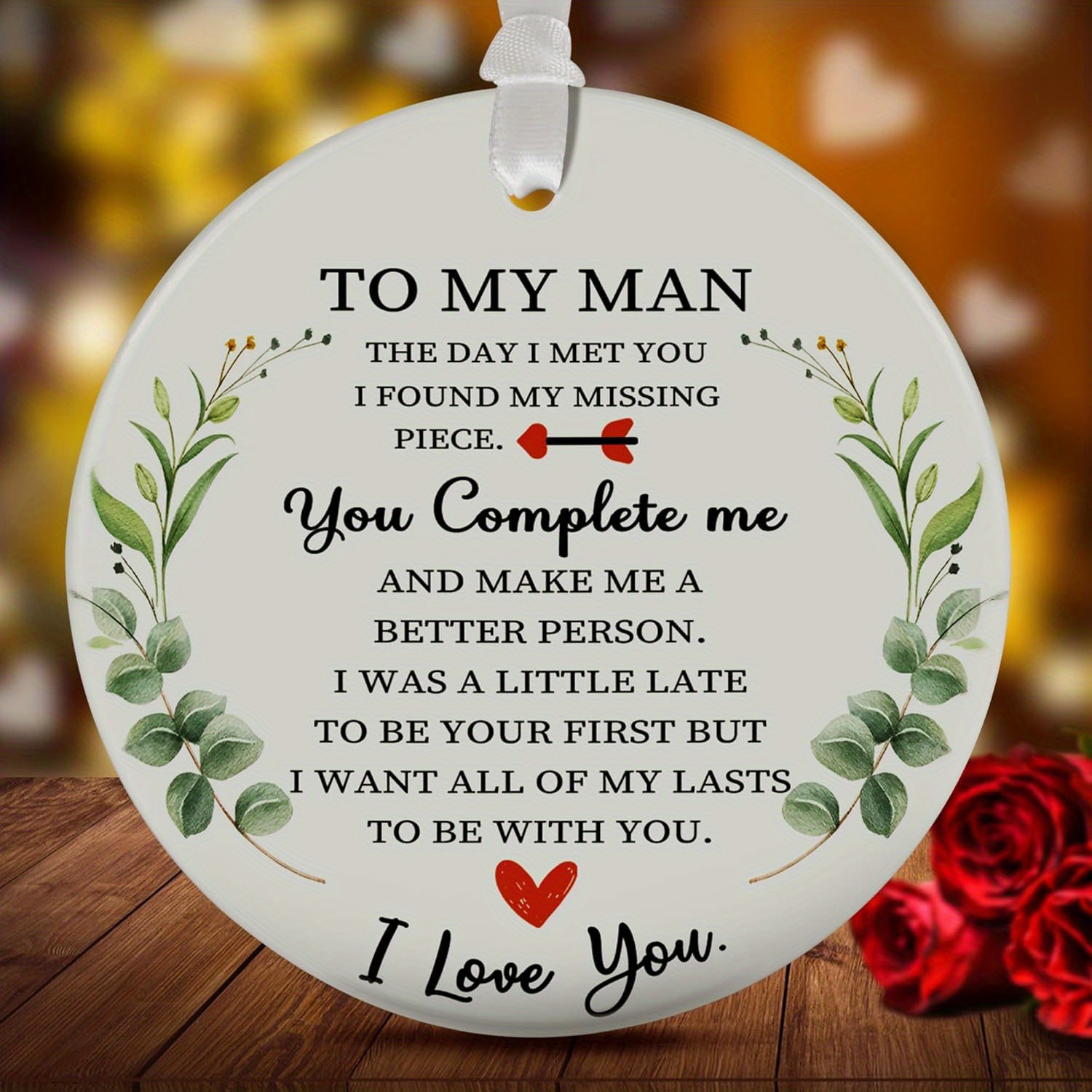 

I Love You Gifts For Men - To My Men Ornament - Romantic Gifts For Him, Best Birthday Christmas Anniversary Valentine's Day Gift Ideas For Men Husband Boyfriend - 3.5 * 3.5 Inch