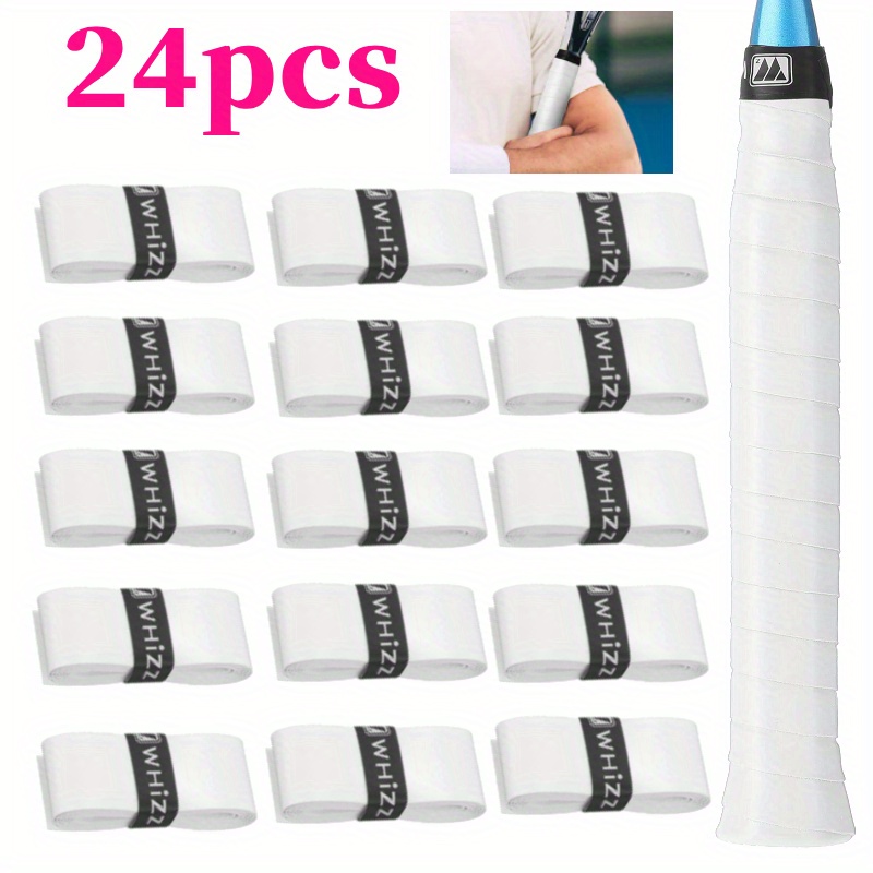 

24 Pieces White Tennis Racket Grip Tape, Tennis Grip Pu Breathable Moisture Transferring Non-slip Tape, Not Tennis, Badminton But For Fishing Rods, Bicycle , Motorcycle .