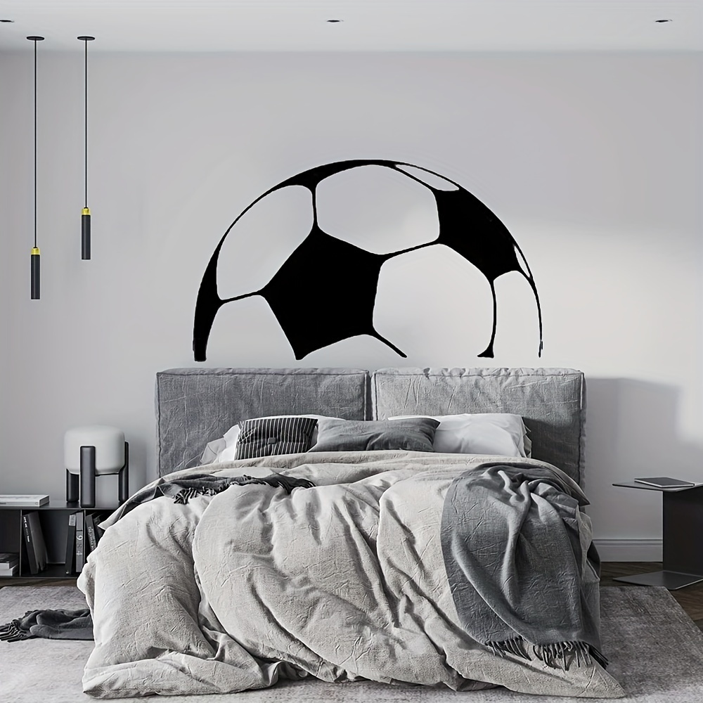 

1pc Soccer Ball Vinyl Wall Sticker - Black & White, Easy-to-apply, Plastic Decal For Bedroom & Living Room - Sports Fans, Soccer Bedroom Decor