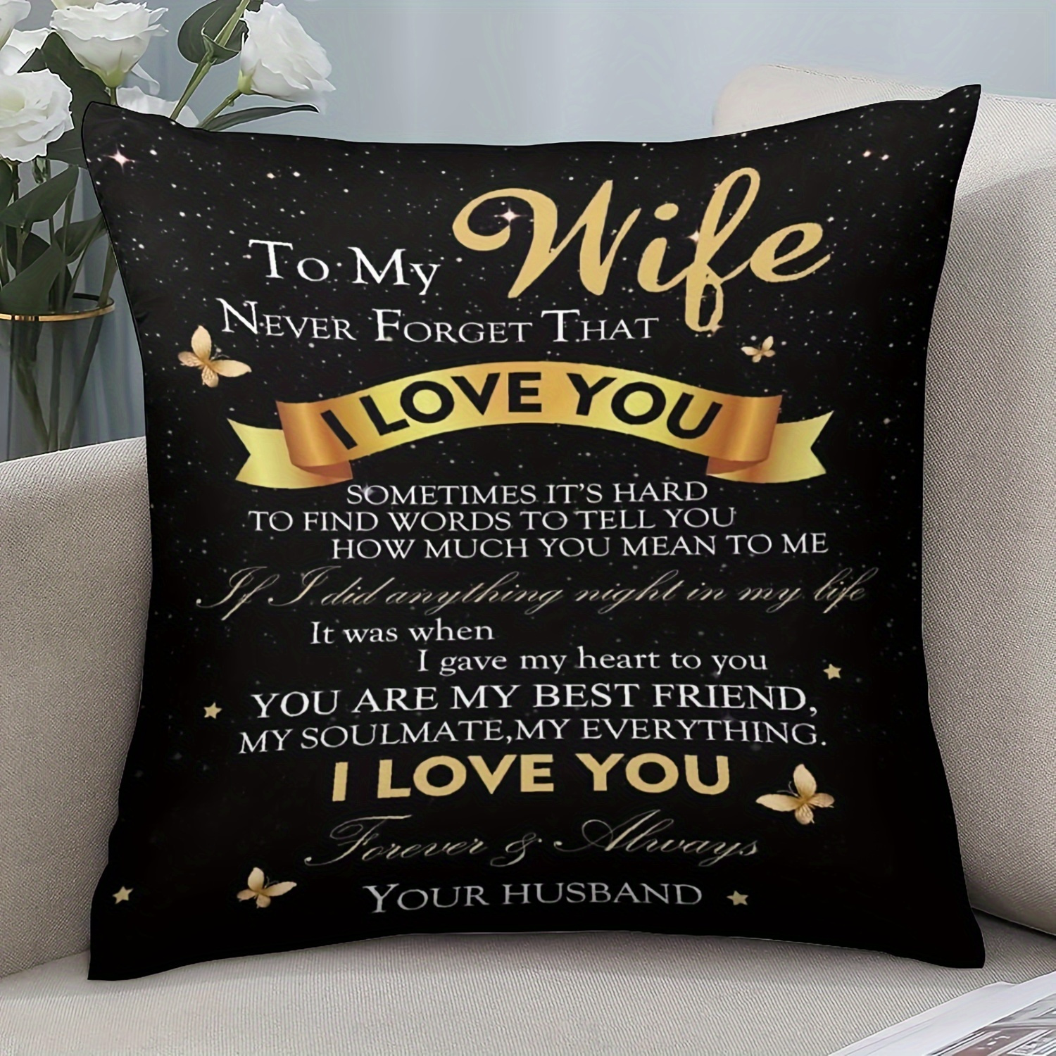 

1pc, , I You For , Christmas , 17.7 X 17.7 Decorative For Sofa , , No ,