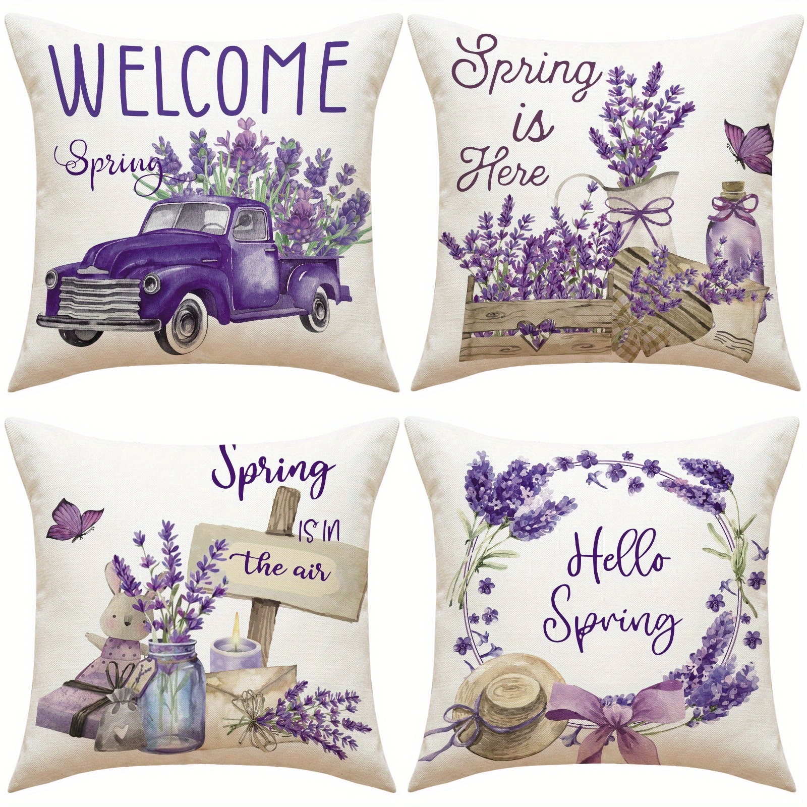 

Lavender Set Of 4 - Polyester, Pattern For , - Decorative Sofa