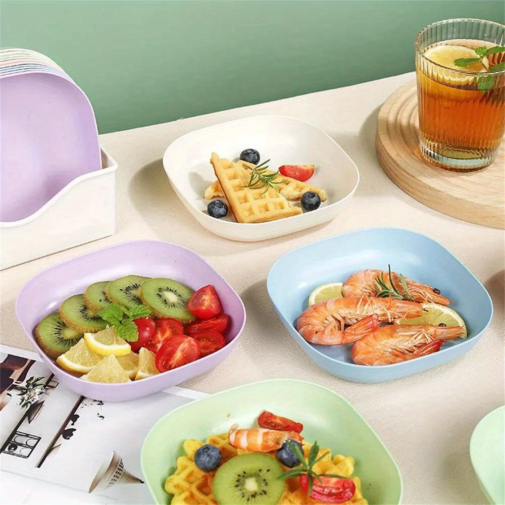 multi pack   plastic dinnerware set   deep plates for outdoor camping   christmas halloween easter 5 10pcs square dish set details 2