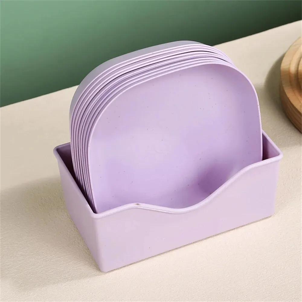 multi pack   plastic dinnerware set   deep plates for outdoor camping   christmas halloween easter 5 10pcs square dish set details 5