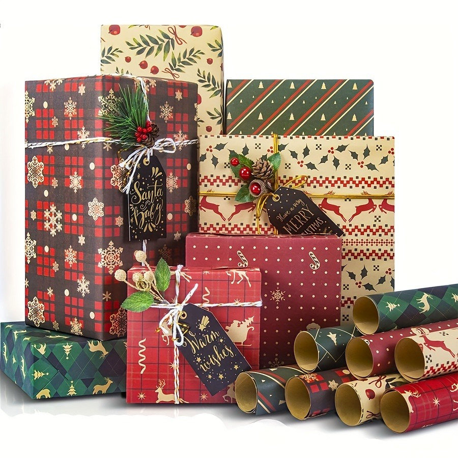 

8pcs Christmas Wrapping - & Reindeer Designs In Assorted Colors, Ideal For Holiday Gifts & Birthday Celebrations, Best For Christmas