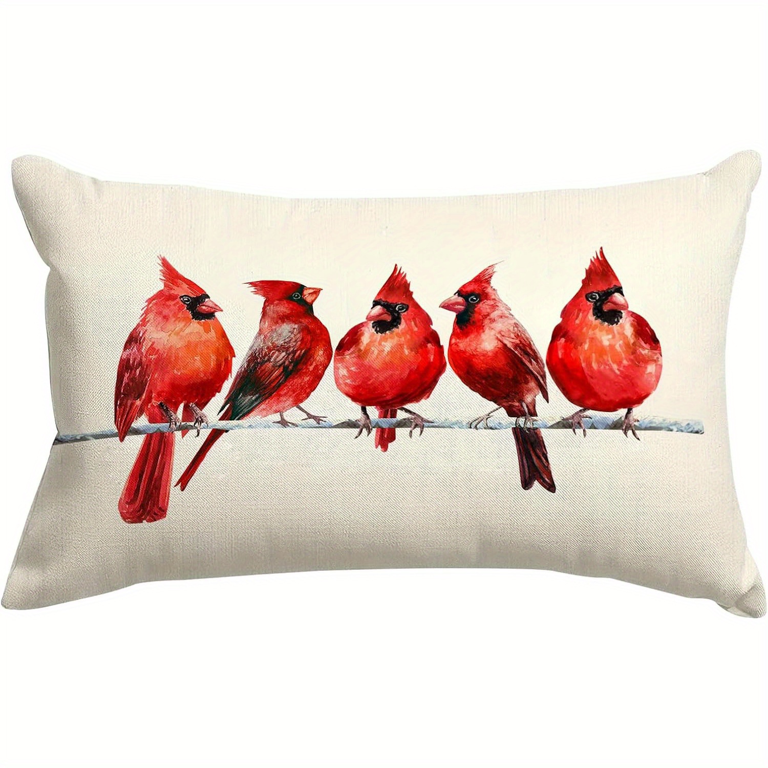 

1pc Watercolor Bird Thrust Pillow Cover - , Winter Decor Home Decor, Rectangular Indoor Pillow Cover Cushion 12x20 Inch (without Pillow Insert)