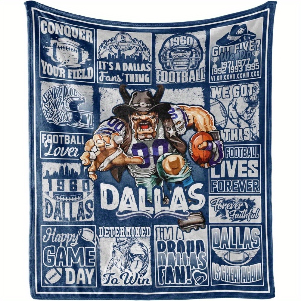 

1pc Fan Blanket - 100% Polyester, And , Rectangular Knitted , For , Christmas, And For Sofa, , Bed, And