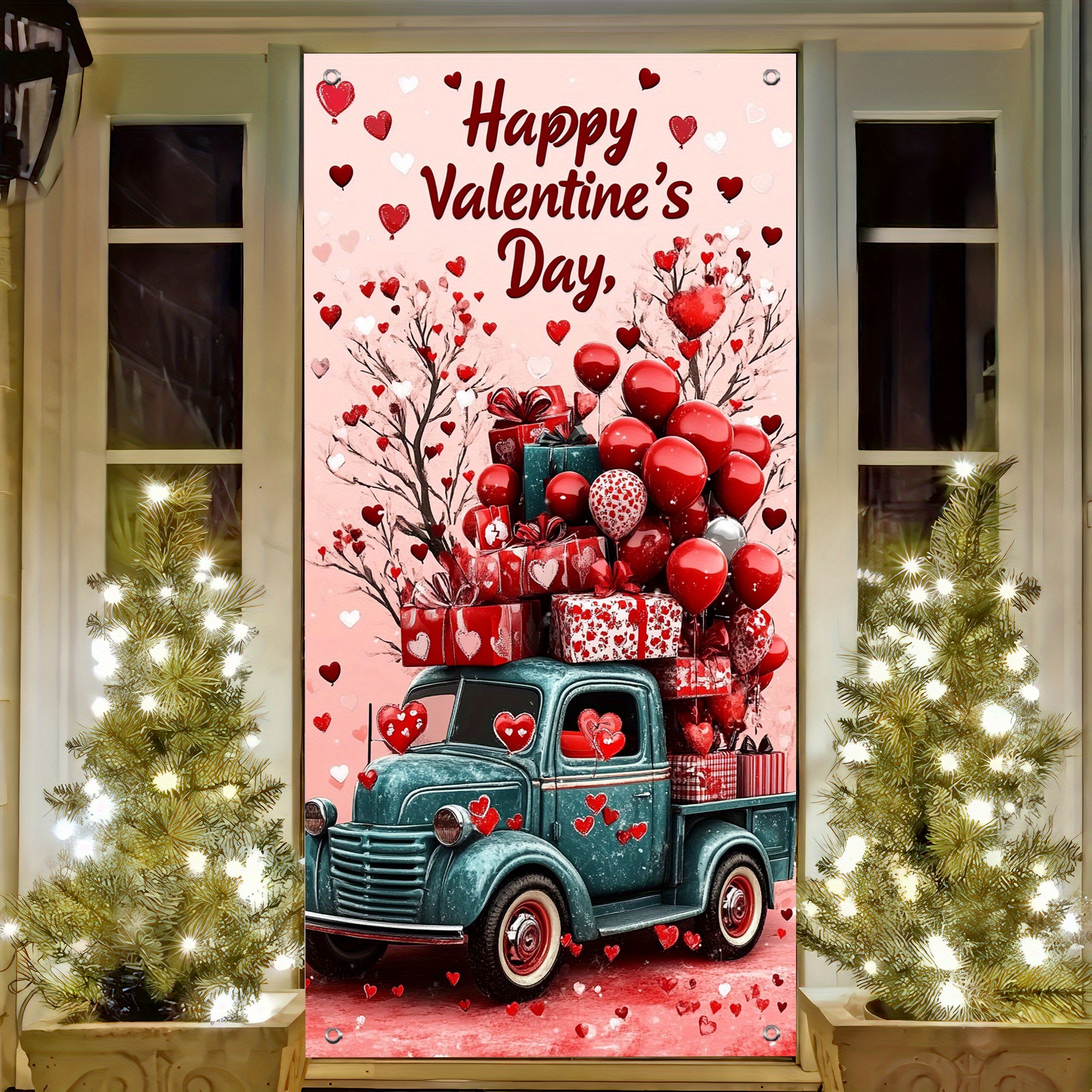 

2d Door Banner 1pc Valentine's Day Door Cover Decoration - Large Polyester Banner With And Love , No Electricity Needed, For Wedding, Birthday, Anniversary, Bachelor Party, New Year & Celebrations