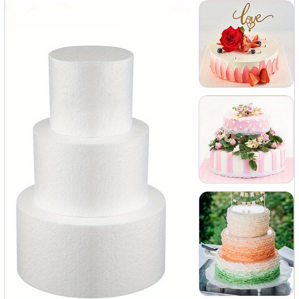 

3pcs Round Foam Cake Fake Cake Models Practice Cake Mould Cake In 3 Sizes For Wedding Birthday Engagement