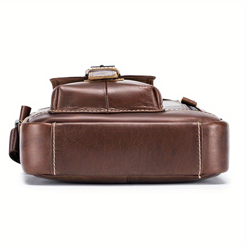 bolso bandolera de cuero   para hombre - elegante bolso de   vertical   con correa ajustable, múltiples compartimentos y bolsillos con cremallera para uso  , bolso bandolera de viaje | accesorio de moda   | cuero  , bolso bandolera