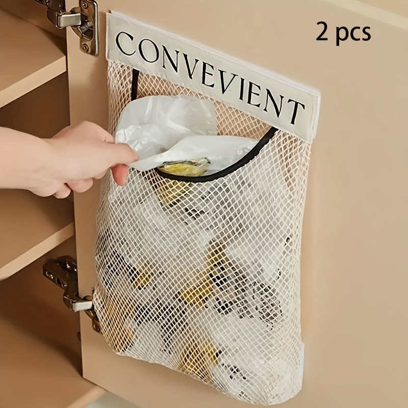 TEMU 2pack Hanging Mesh Storage Bags Potatoes Bags Onion Bags Mesh Garlic Net Bags Long And Large Reusable Net Storage Produce Bags For Kitchen Reusable Grocery Bags