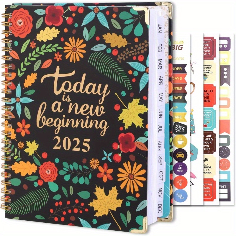 

2025 Planner A5 – Academic Calendar With Closure, Tabs, Back Pocket, Spiral Binding & Sticker Sheets For School Office Home Organizing