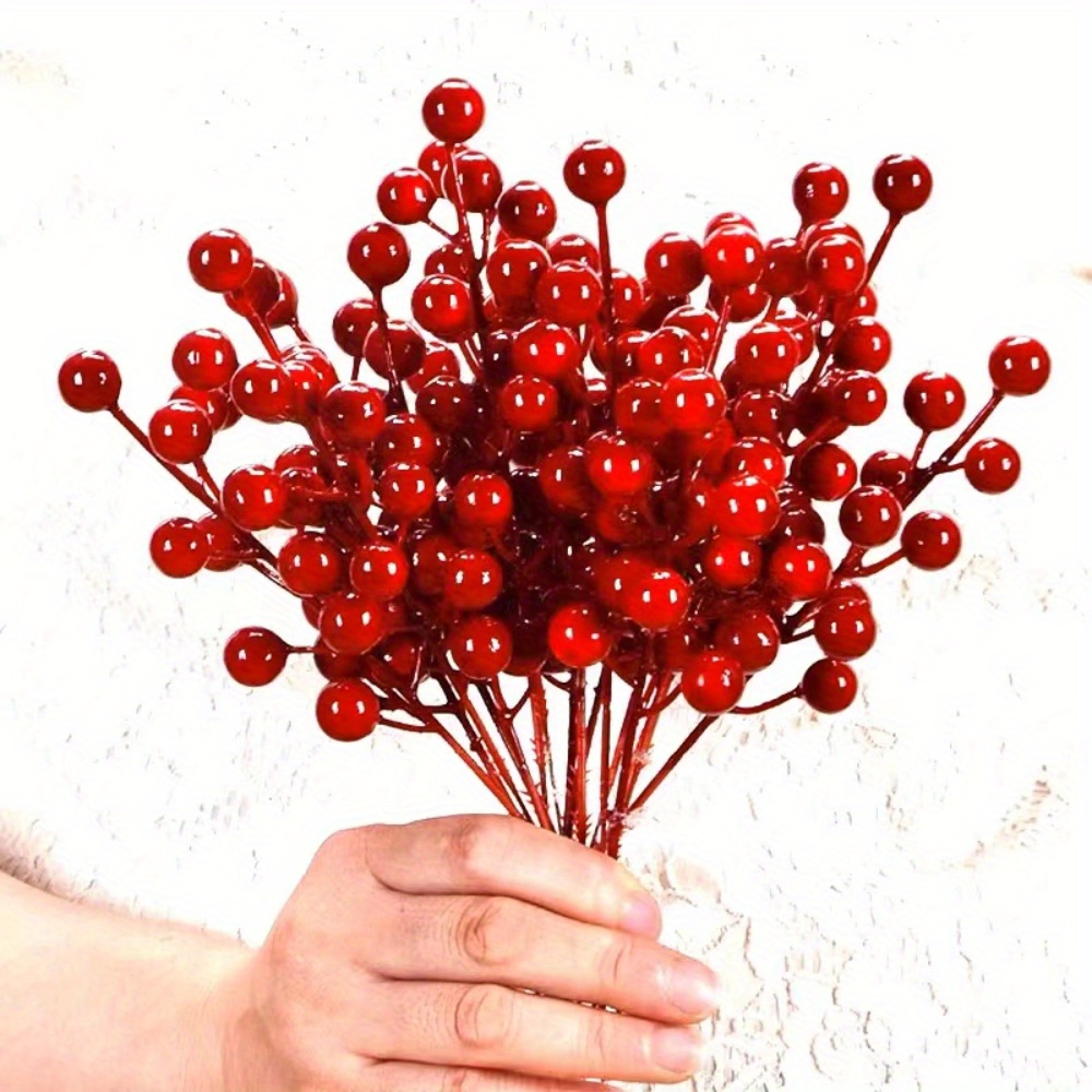 Image of Set Of 10 Artificial Red Berries For Christmas Home Decor