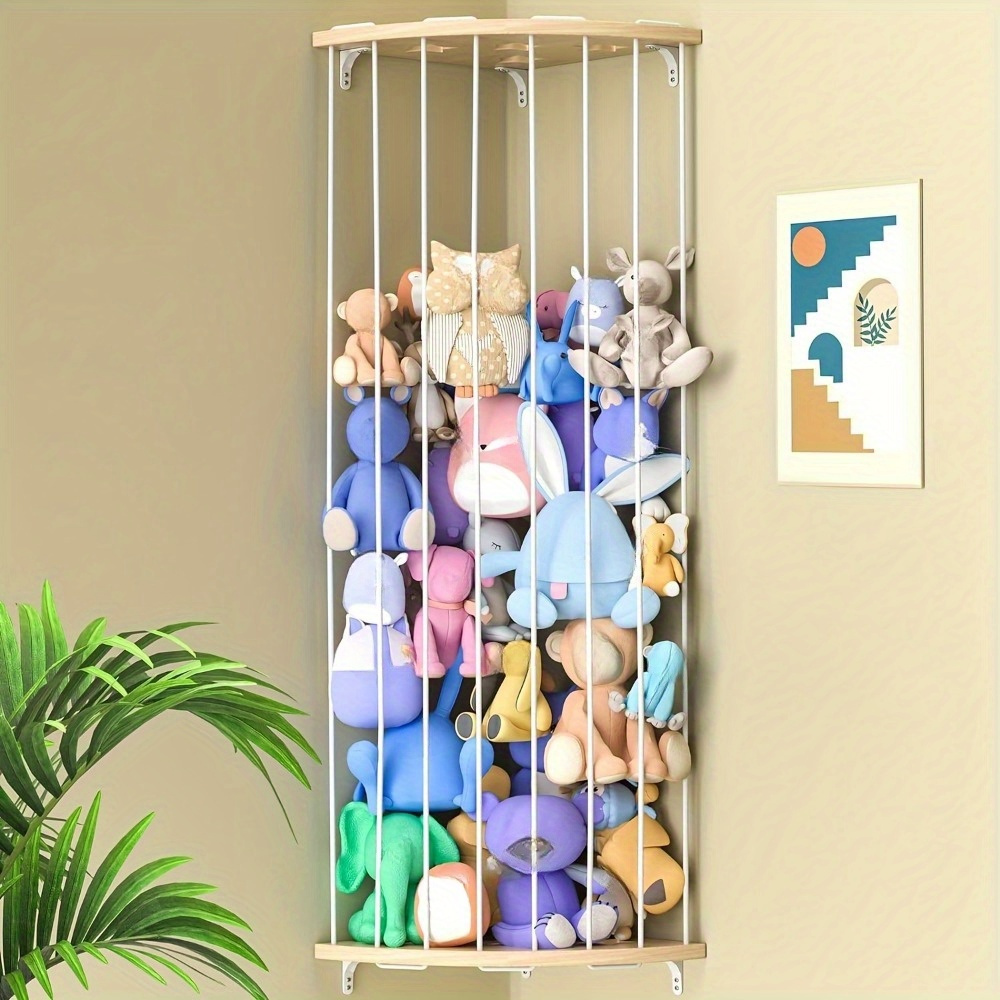 

1pc Wooden Stuffed Animal Storage Rack, Adjustable Wall-mounted Shelf For Living Room & Bedroom, Space-saving 3d Display And Storage For Plush Toys, Decorative , No Power Required,