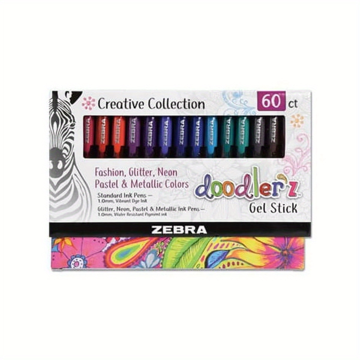 

Zebra Doodlerz Gel Stick Pens, .0mm, Assorted Colors, 60-count