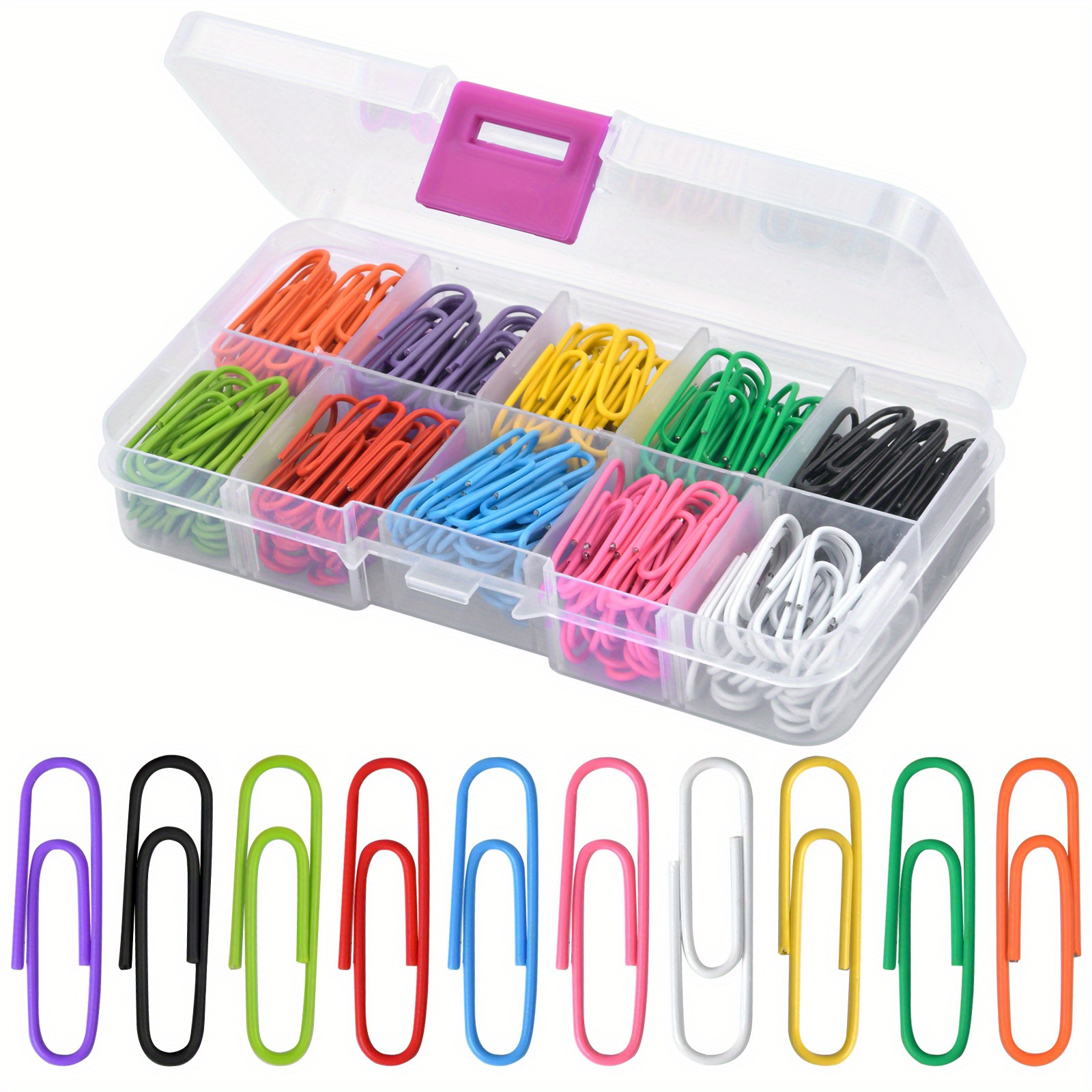 TEMU Pack Of 236, Perfect For Offices, Schools, Homes, Bulletin Boards, Handmade - Large Collection Of Paper Clips - 10-color Grid Box Metal Coated