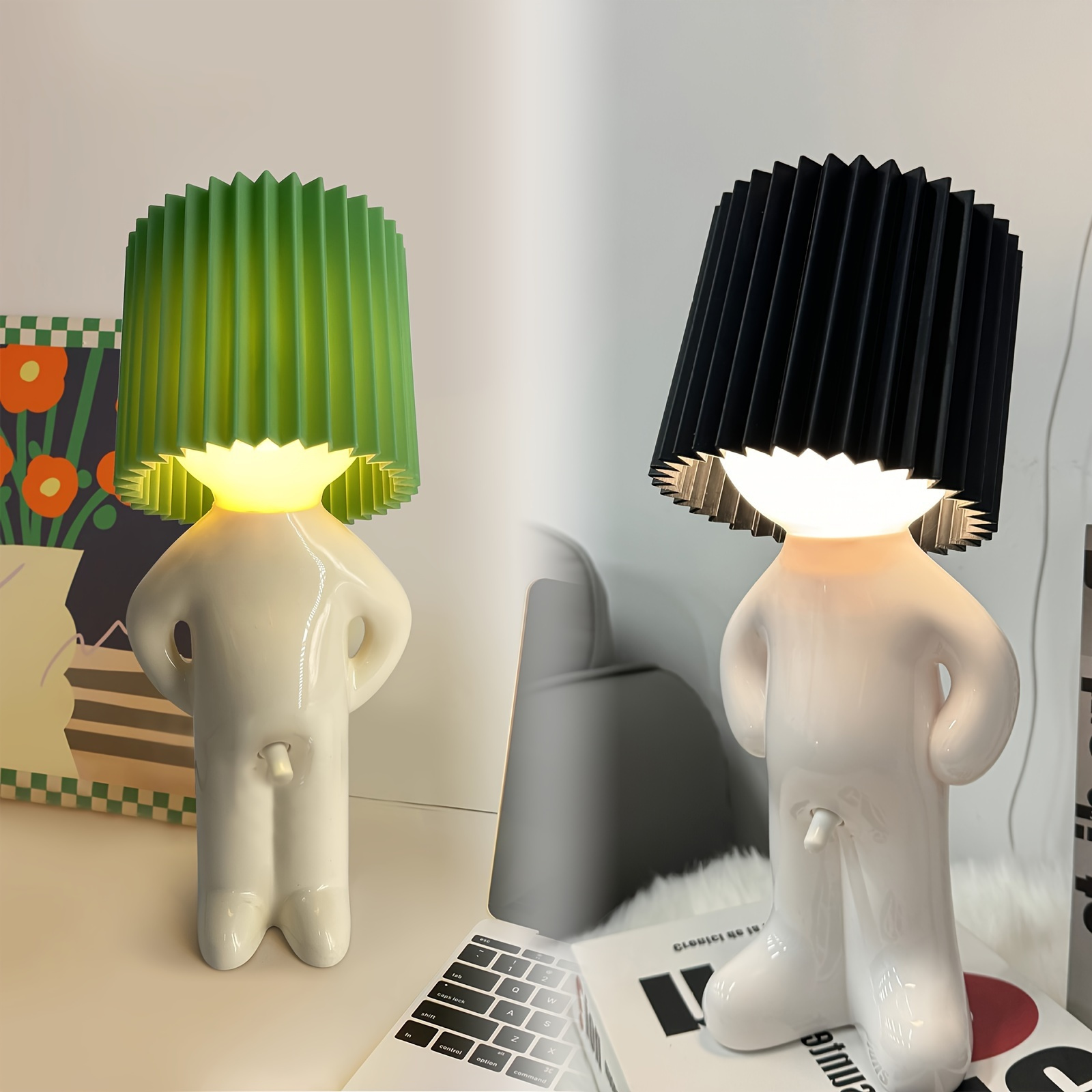 1pc Shy Man LED Table Lamp, Art Deco Style USB Powered Desk Light, 36V Corded Novelty Home Decor, Toggle Switch Control, Creative Gag Gift for Multiple Rooms - No Battery
