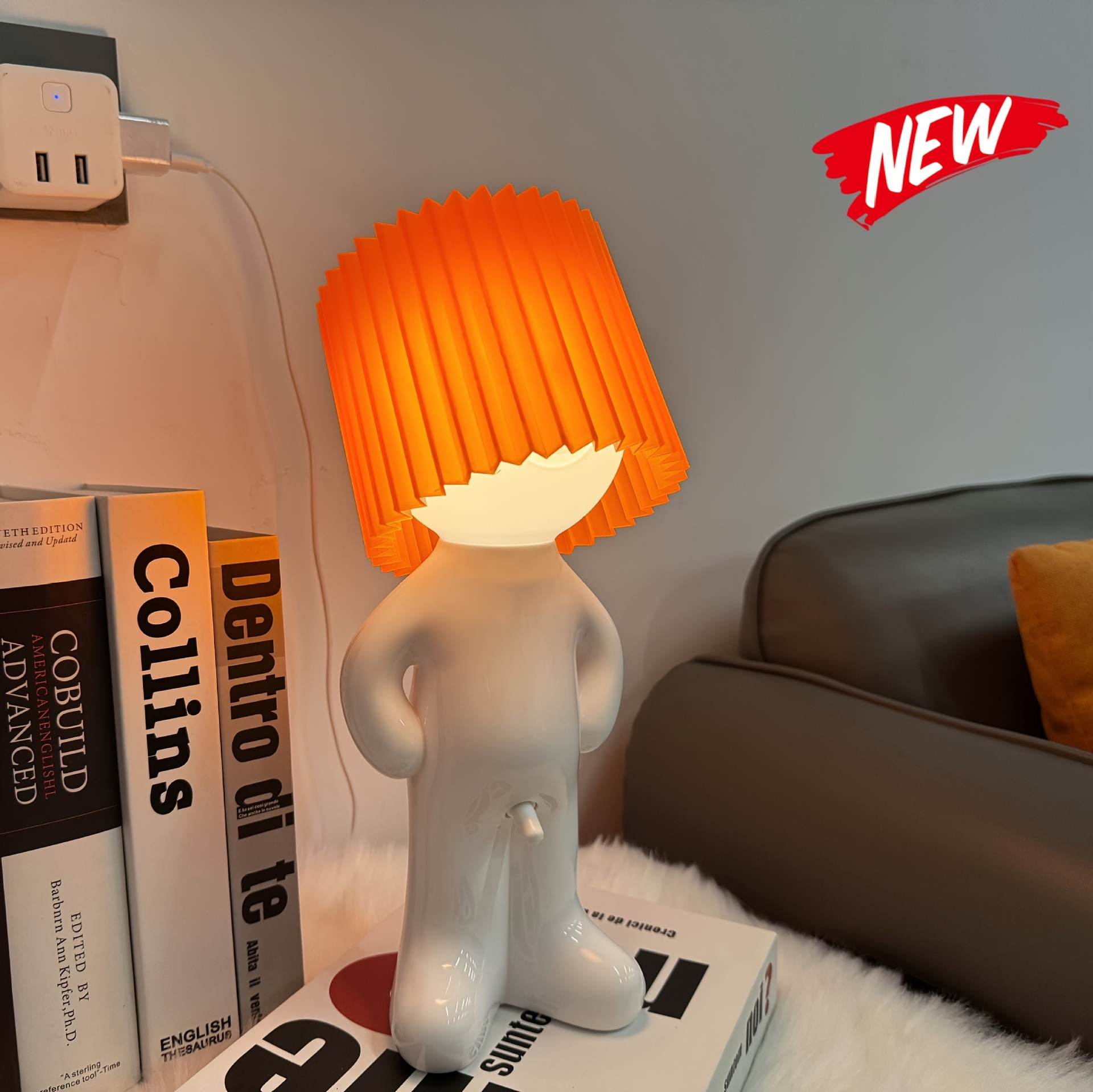 1pc Shy Man LED Table Lamp, Art Deco Style USB Powered Desk Light, 36V Corded Novelty Home Decor, Toggle Switch Control, Creative Gag Gift for Multiple Rooms - No Battery