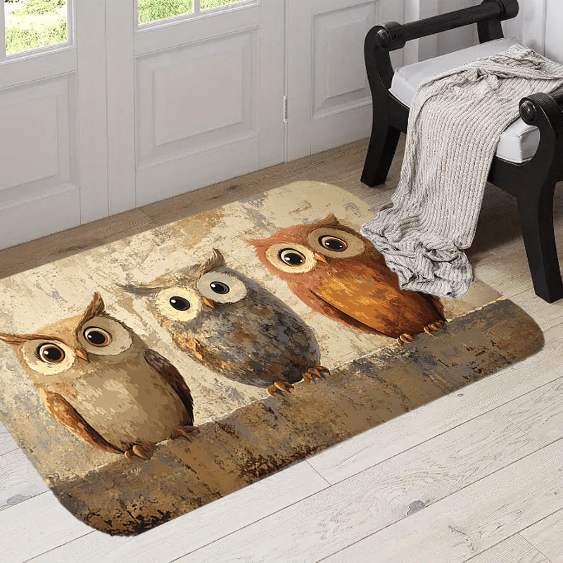 

Owl Doormat 1pc - Rug For Entrance, Mat, Washable, For Christmas And Use