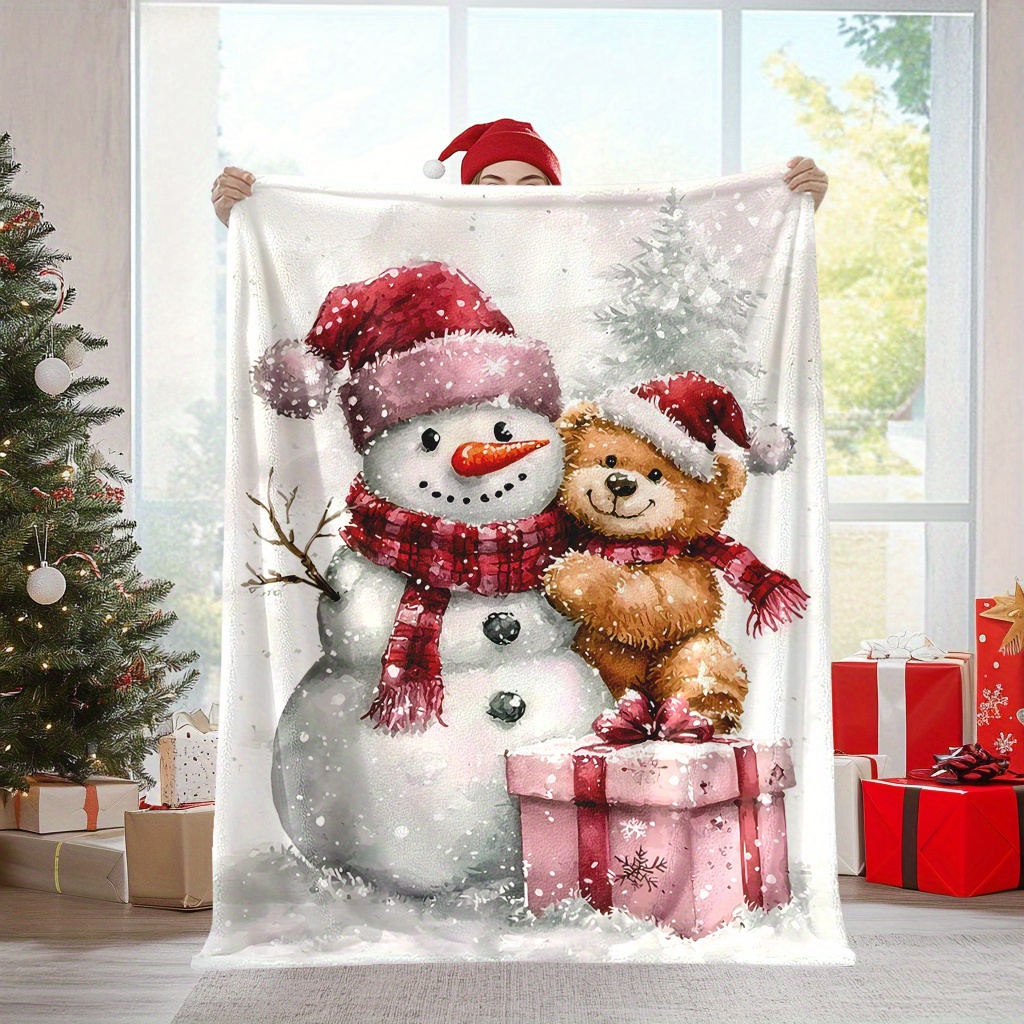 

Christmas Snowman & Bear Flannel Blanket - , For , , & -