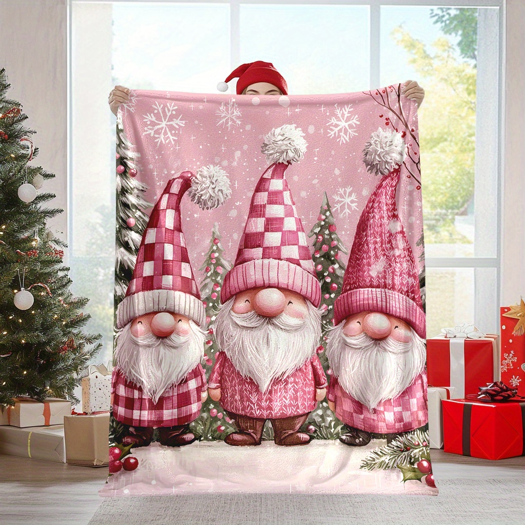 

Cozy Pink Christmas Flannel Blanket - Soft, Warm & For , Camping, Travel & Home Decor | Gift , Family &