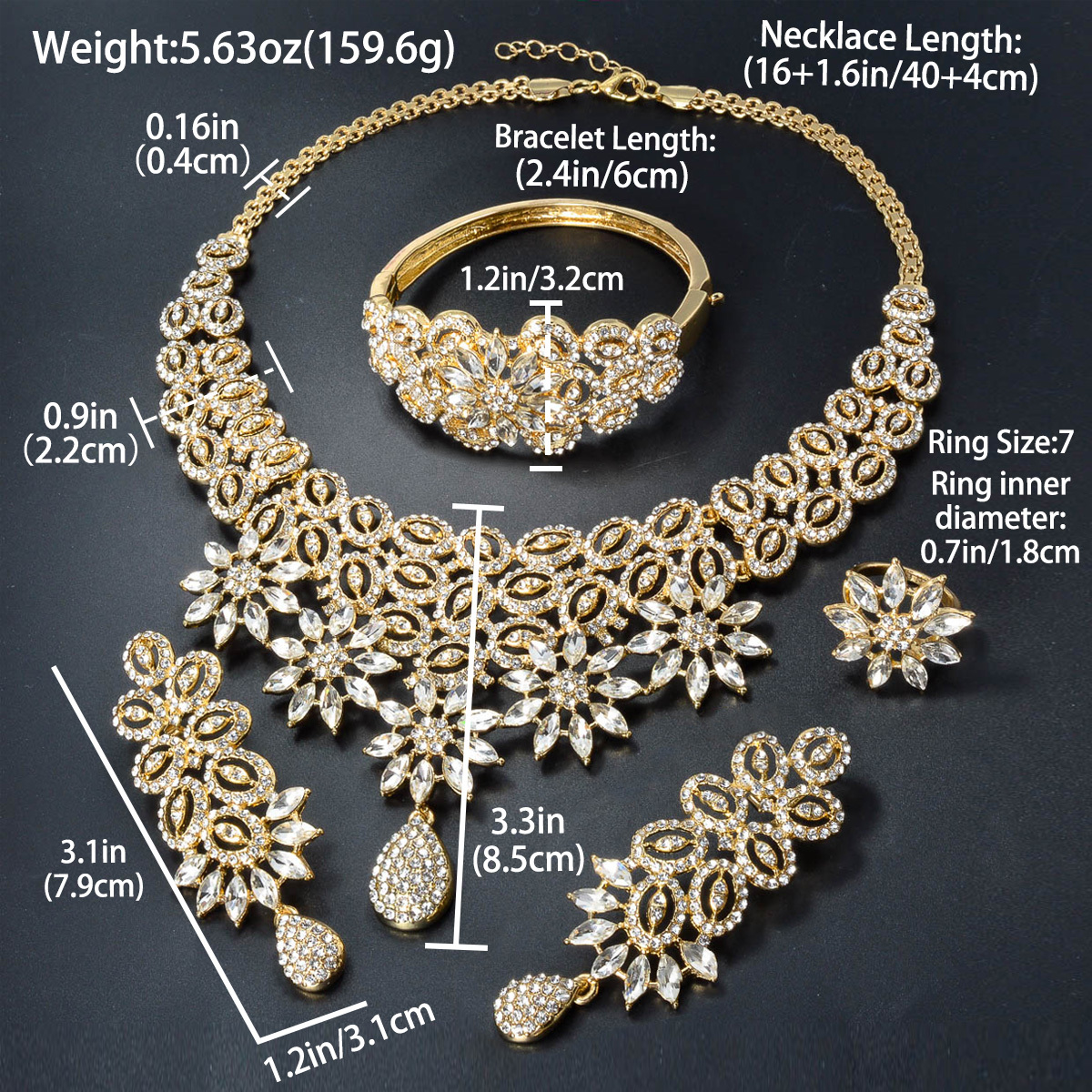 Elegant & Luxurious Women's Jewelry Set with Sparkling Zirconia Flower Pendants - Perfect for Weddings and Banquets, All-Season Wear