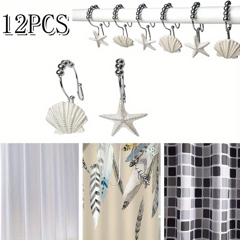 

12 Piece Hook Set, Shower Curtain Hook, Stainless Steel Anti Rust , Used For Bathroom And Home Decoration