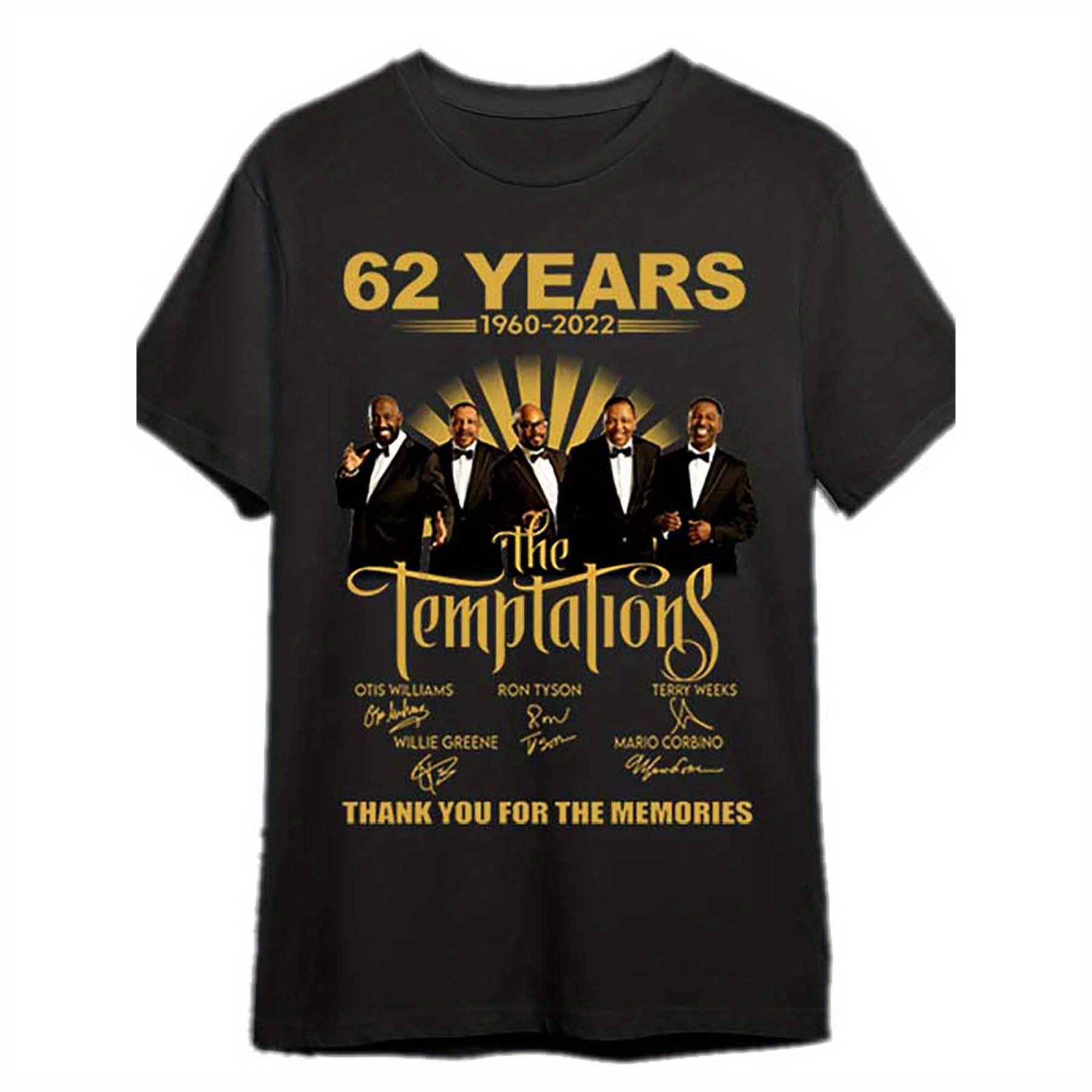 

The 62nd Anniversary 1960-2022 Celebration Tee - Men's Graphic T-shirt & Golden Lettering, Casual Short Sleeve, Machine Washable