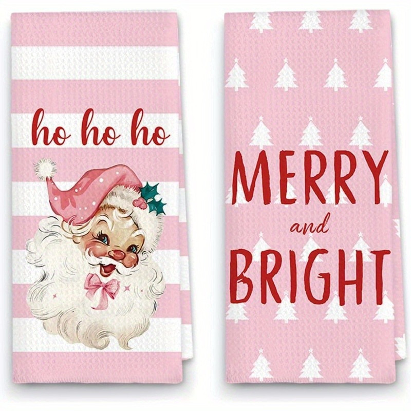 

2pcs 18*26inch Christmas Decoration Home Bow Kitchen Towel, Kitchen Happy Bright Towel, Suitable For Women, Absorbent Tea Towel