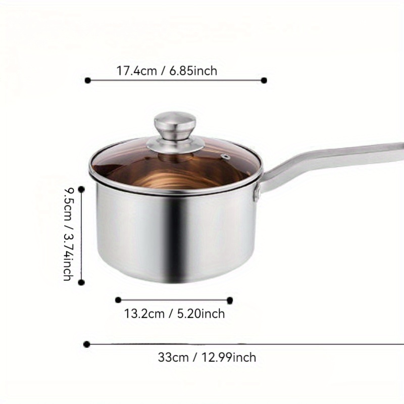 3pcs stainless steel cookware set milk hot soup pots with heat resistant bottoms compatible with gas induction stoves details 2