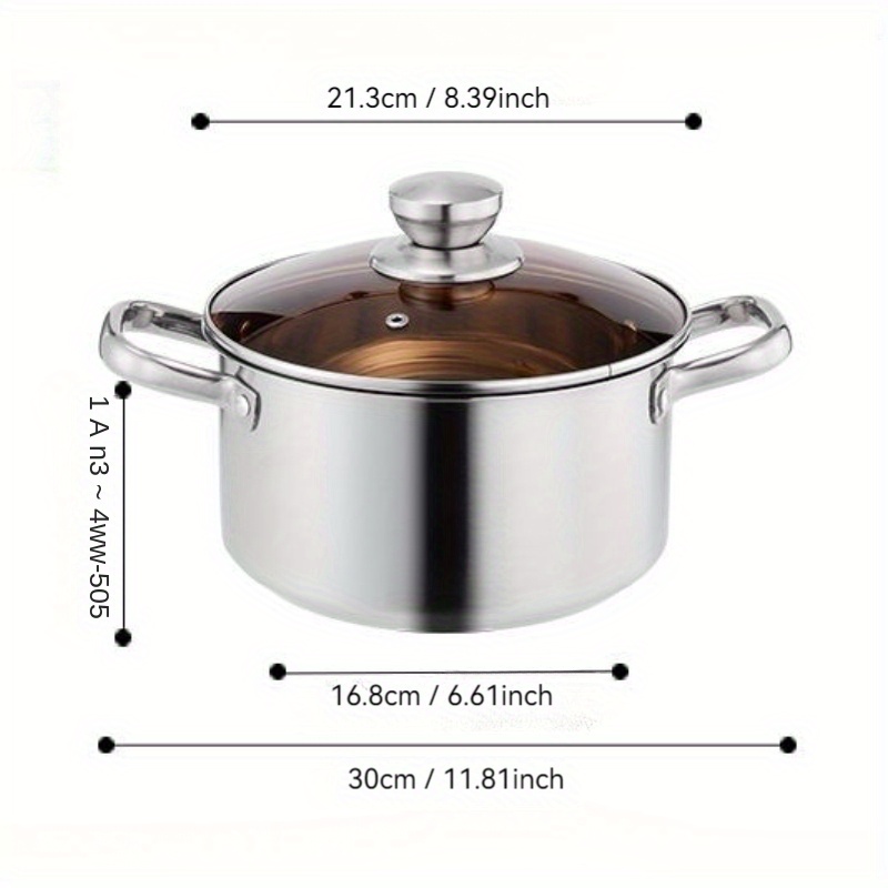 3pcs stainless steel cookware set milk hot soup pots with heat resistant bottoms compatible with gas induction stoves details 3