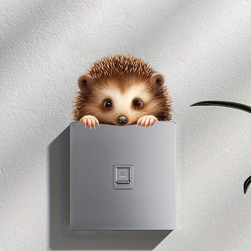1pc Hedgehog Light Switch Sticker, Animal Pattern Home Decor, Plastic, Non-reusable, For Bedroom, Living Room, Wall, Toilet Decoration