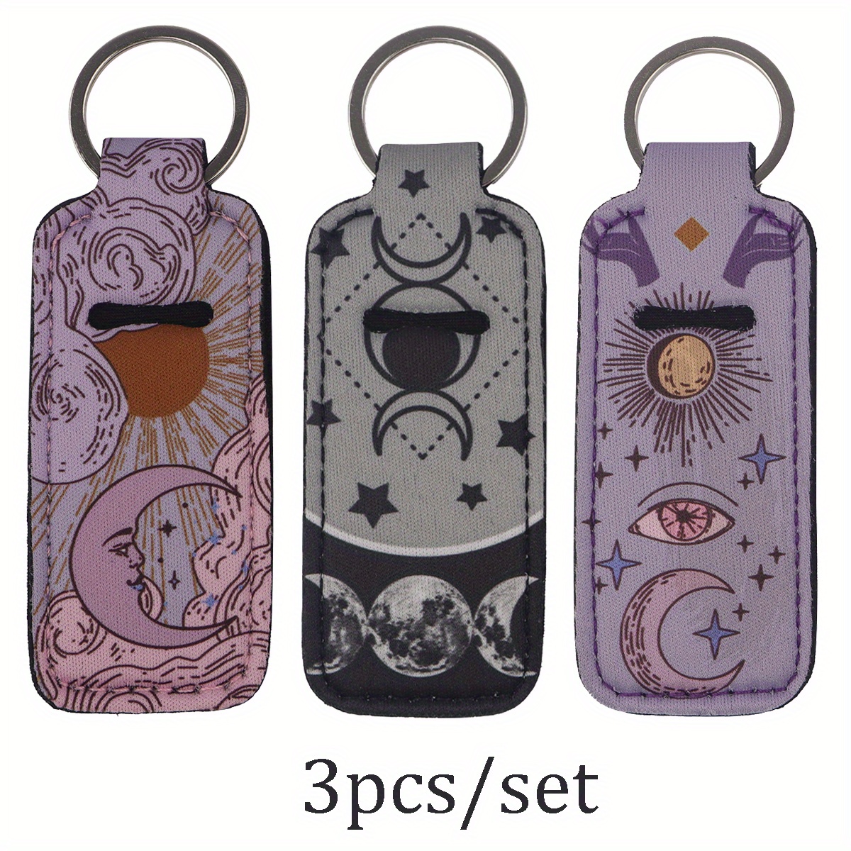 Image of 3pcs Lipstick Holder Keychain Clip-on Cover - Multifunctional Lip Balm Case With Bag Accessories Suitable For Women,, Lipstick, Lip Gloss, Balm Case Holder, Compact For,, Travel Gifts
