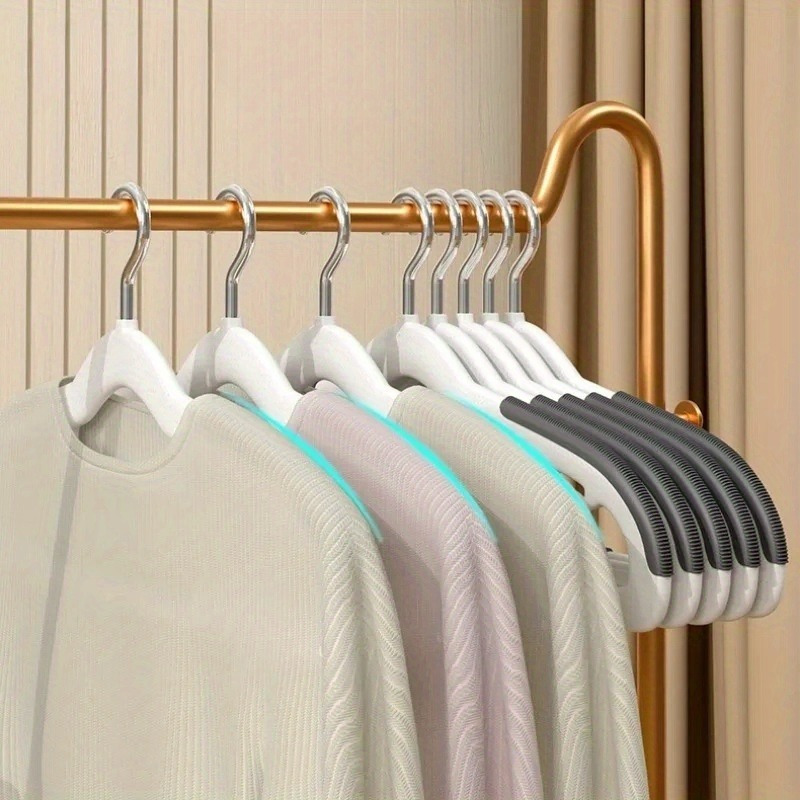 

10pcs Rubberized Plastic Skirt Hangers, -saving Heavy- Clothes 360° , Dry Wet -use Closet Organizer Hangers