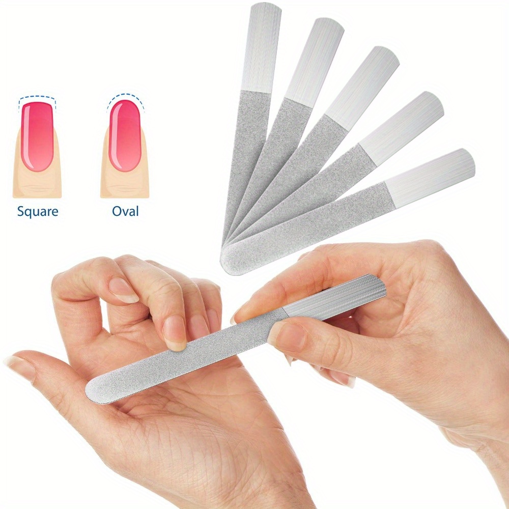 

5 Packs File Stainless Steel Double Sided Nail File Metal File Toenails Manicure Files Manicure Pedicure Tools For Salon And Home