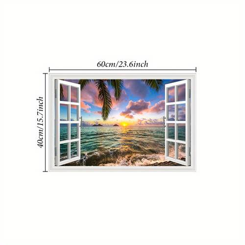 3d window wall decal wave art living room bedroom dorm or office decor