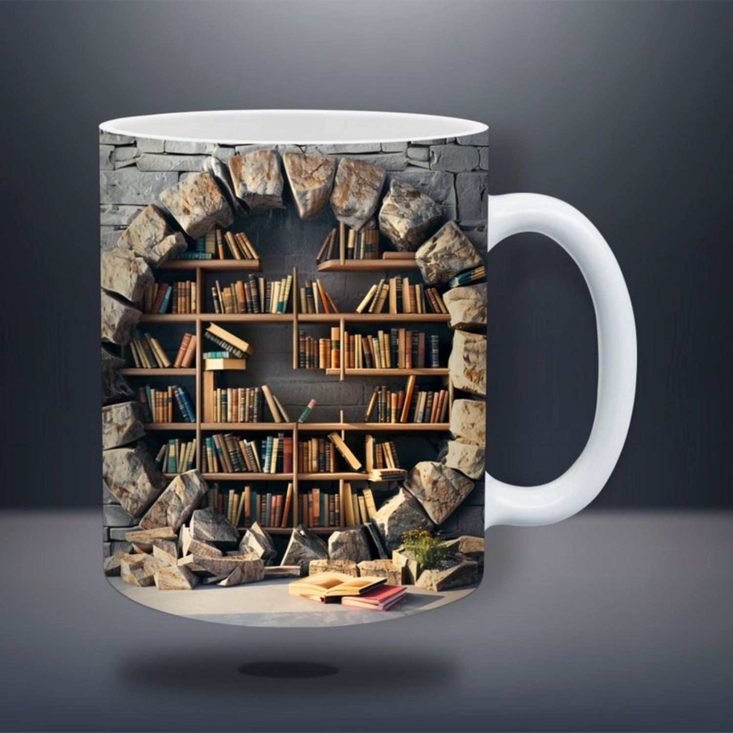 

3d Book Mug Wrap, 11oz And 15 Oz , 3d Bookshelf Mug Sublimation, 3d Mug Wrap, 11oz Mug Png, Mug Png Book Lover Mug Coffee Mug