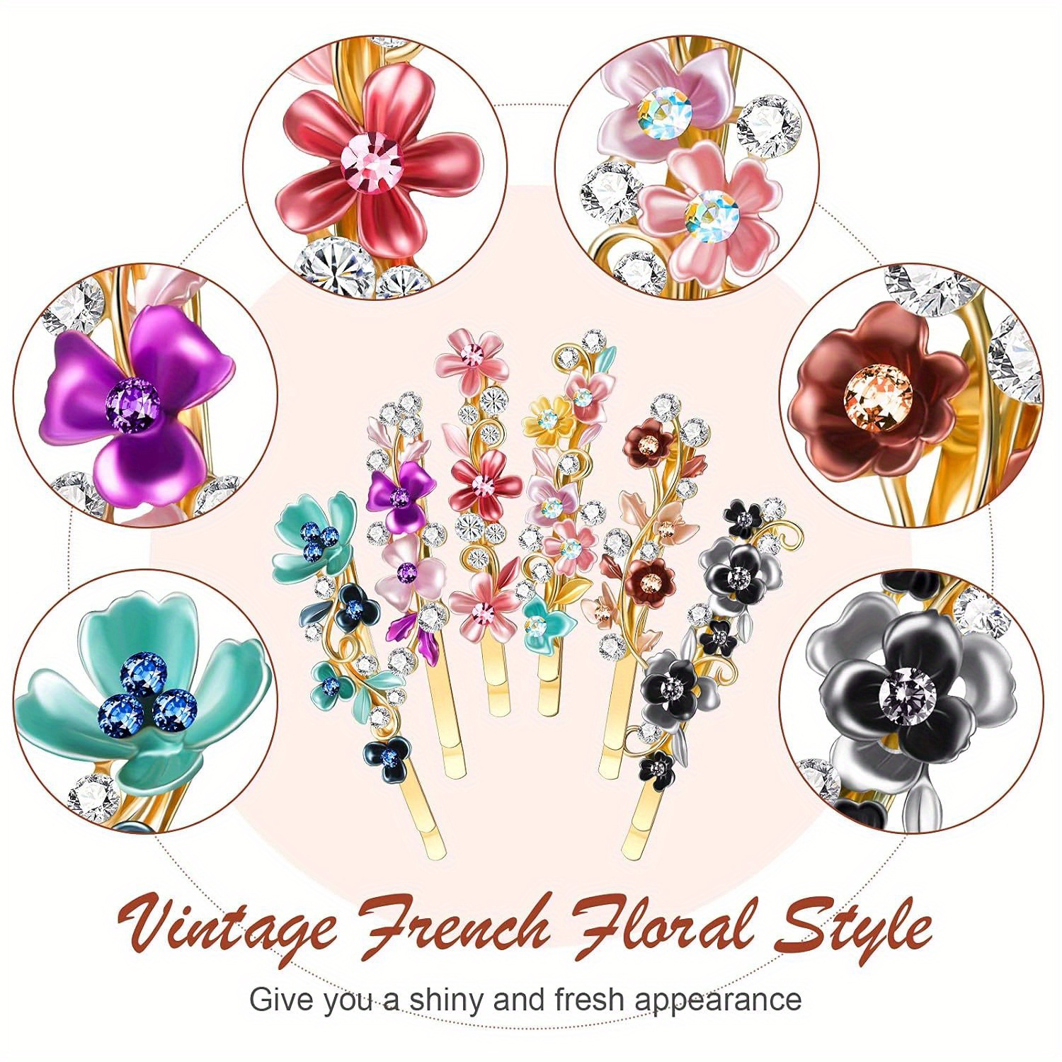 

Decorative Accessories For Women 12pcs Vintage Flower Hair Pins Women Barrette Pins Decorative Metal Hairpins Floral Clips French Hair