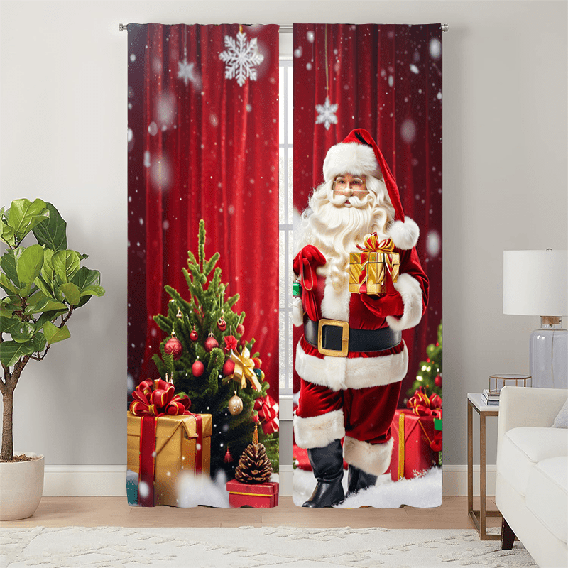 

2pcs/set Christmas Curtains, , Polyester, , , Ventilated, To , For , , & Decor, , , Dimming, ,