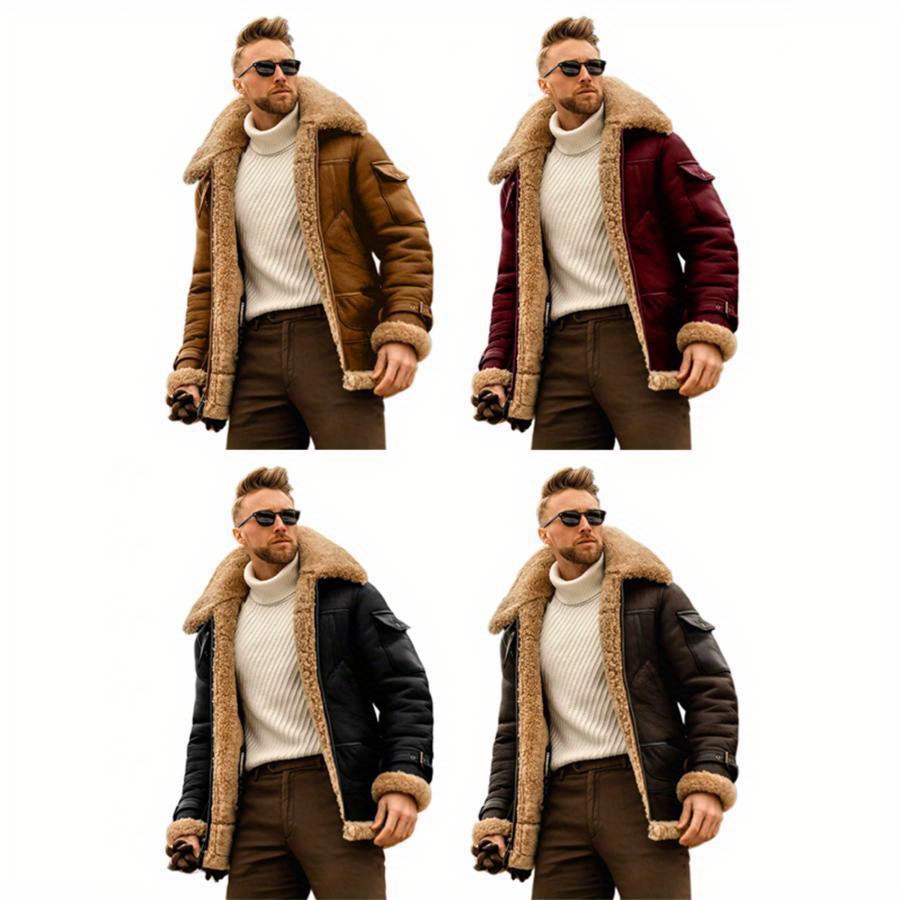 

Men's Zip Up Jacket Long Sleeve Color Pockets Lapel Neck Casual Coat